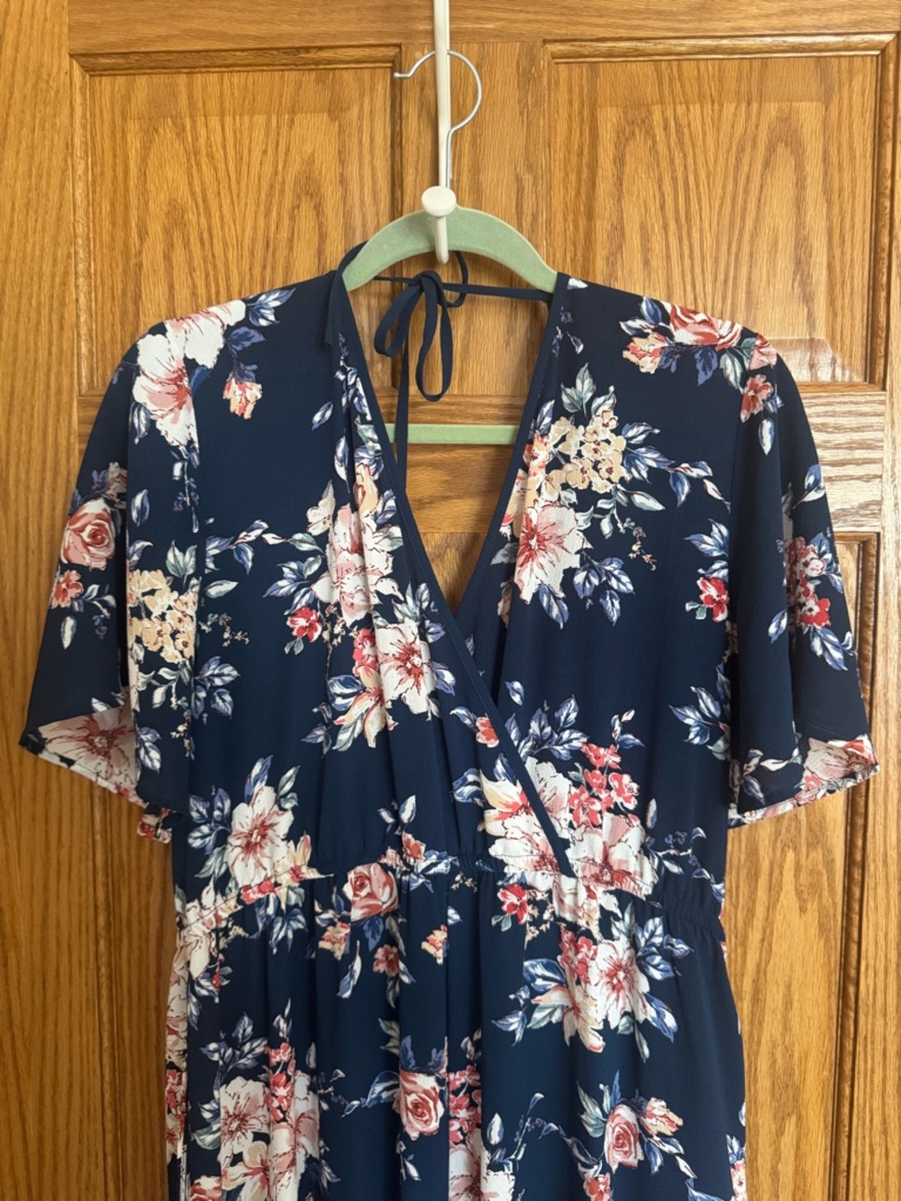 Xhilaration Navy Floral Wrap Jumpsuit - XL - Picture 3 of 7